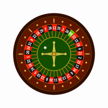 a roulette wheel with a green center and red numbers