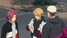 a group of anime characters standing next to each other with a watermark that says emojii
