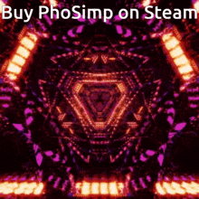 a picture of a kaleidoscope with the words buy phosimp on steam below it