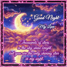 Good Night My Love Moon GIF - Good Night My Love Moon Thousand Of Stars GIFs