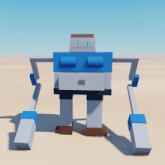 a cartoon character with a blue top and white pants