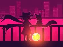 a pixel art of a cat and a fox standing next to a ball with the number 8 on it