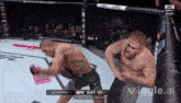 two men are fighting in a boxing ring with the words ufc on the bottom