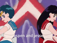 aspen and jesse are standing next to each other in a sailor suit