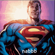 a cartoon of superman with the word nabbb on the bottom right