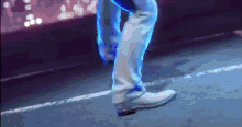a person 's feet are shown in a blurry photo