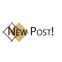 a logo that says " new post " on a white background