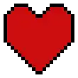 a pixel art of a red heart with black lines on a white background .
