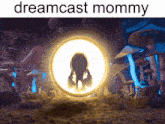 a picture of a mushroom forest with the words dreamcast mommy on the bottom