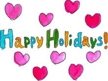 happy holidays hearts watercolor