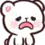 a cartoon teddy bear with a sad face and a pink mouth .