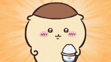 a cartoon drawing of a cat holding a spoon