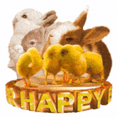 happy easter greetings easter chickens bunnies