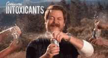 Nick Offerman Intoxicants GIF - Nick Offerman Intoxicants Drink GIFs