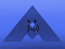 a blue triangle with a face on it