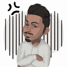 a cartoon of a man with his arms crossed and an angry expression