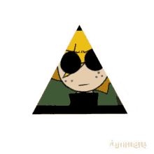 a pyramid with two cartoon characters on it .