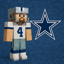 a minecraft character wearing a cowboys jersey and helmet
