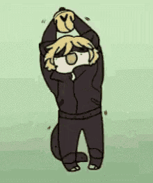 cute chatnoir exercise stretch