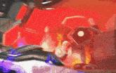 a pixelated image of a person in a red room