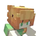 a pixel art of a minecraft character with orange hair and a green shirt