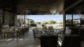 an artist 's impression of a patio area with furniture