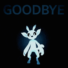 a picture of a rabbit with the words goodbye behind it