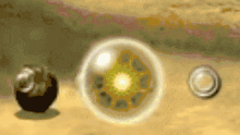 a blurred image of a circle with a yellow center