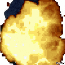 a pixel art of an explosion with the words picmix written below it