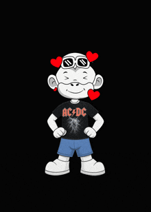 a cartoon character wearing a black shirt that says ac/dc