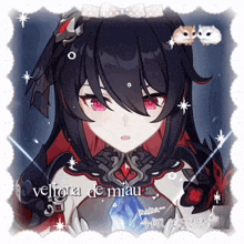 a picture of a girl with the name veliona de miau written on it
