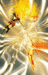a comic book drawing of a woman being surrounded by flames