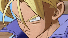 a close up of a cartoon character 's face with blue eyes