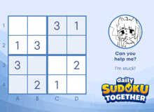 a game called daily sudoku together is being played on a blue background