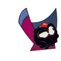 a cartoon character with a beard and a purple cape has a surprised look on his face