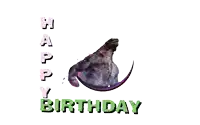 a happy birthday greeting card with a monster