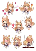 a cartoon of a girl in a maid outfit with many different expressions