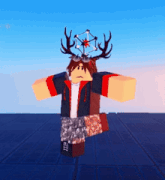 a roblox character has antlers on his head and a star on his head