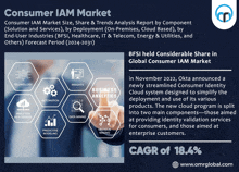 a flyer for the consumer iam market shows a man pointing at a screen