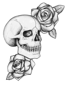 skull flower love you to death till death do us part rose