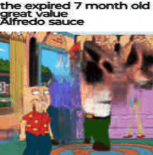 the expired 7 month old great value alfredo sauce is being advertised