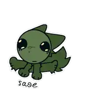 a drawing of a cat with the word sage written below it