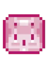 a pixel art of a pink purse with tears coming out of it .