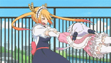 a cartoon of a girl holding another girl on her back