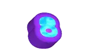 a purple object with the number 8 inside of it on a white background