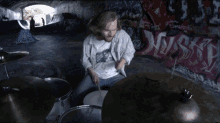 Playing Drums Youth Fountain GIF - Playing Drums Youth Fountain My Mental Health Or Century Song GIFs