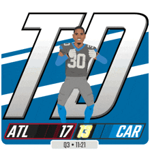 a football player with the number 307 on his jersey