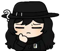 a cartoon of a girl wearing a hat with a question mark on her forehead