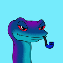 a cartoon drawing of a monster smoking a pipe with smoke coming out of it