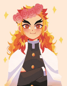 Phoenix Smiling With A Pink Fire Color Flower Crown In His Hair GIF